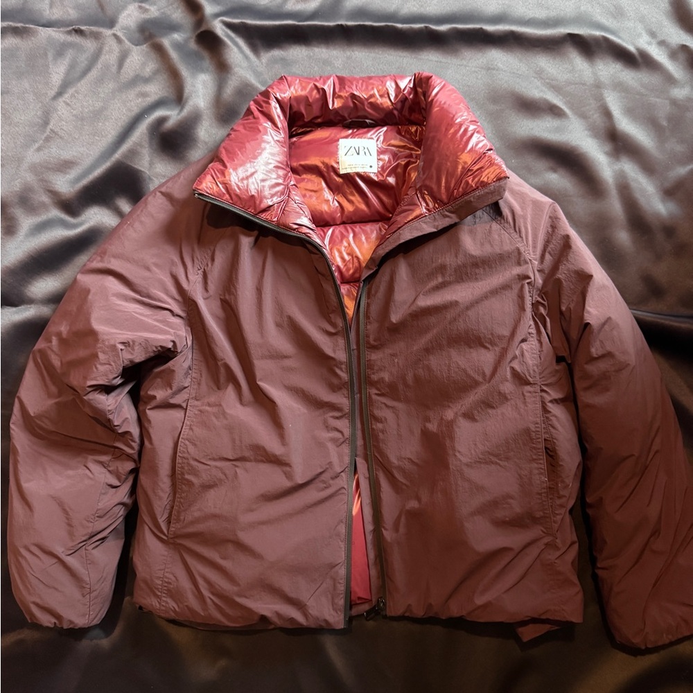 Zara Deep Red Quilted Jacket